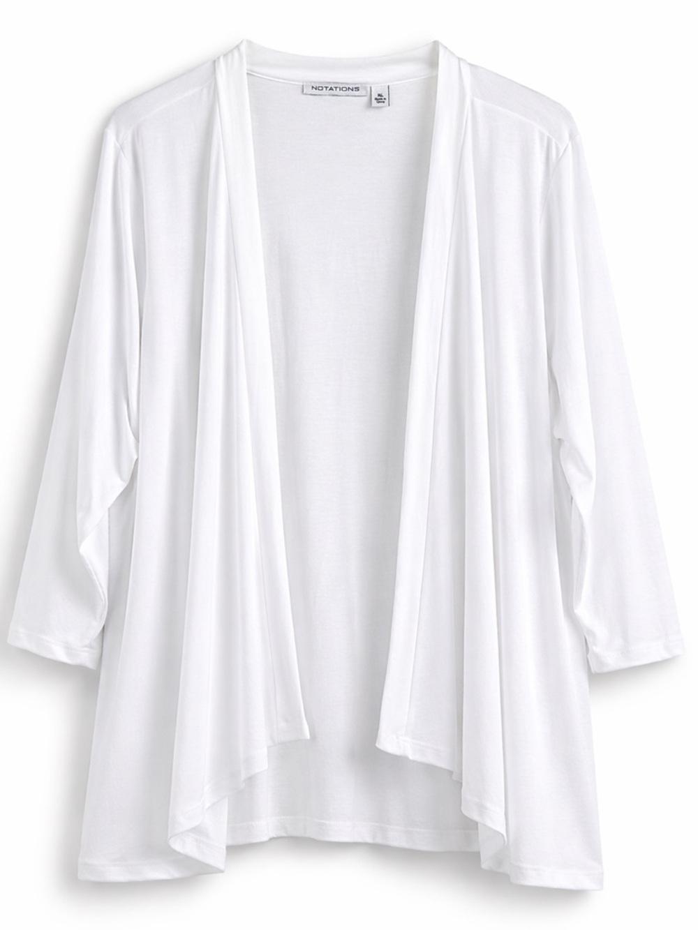 Notations White Cardigan XL Lightweight Open Front Layering Casual Stretch